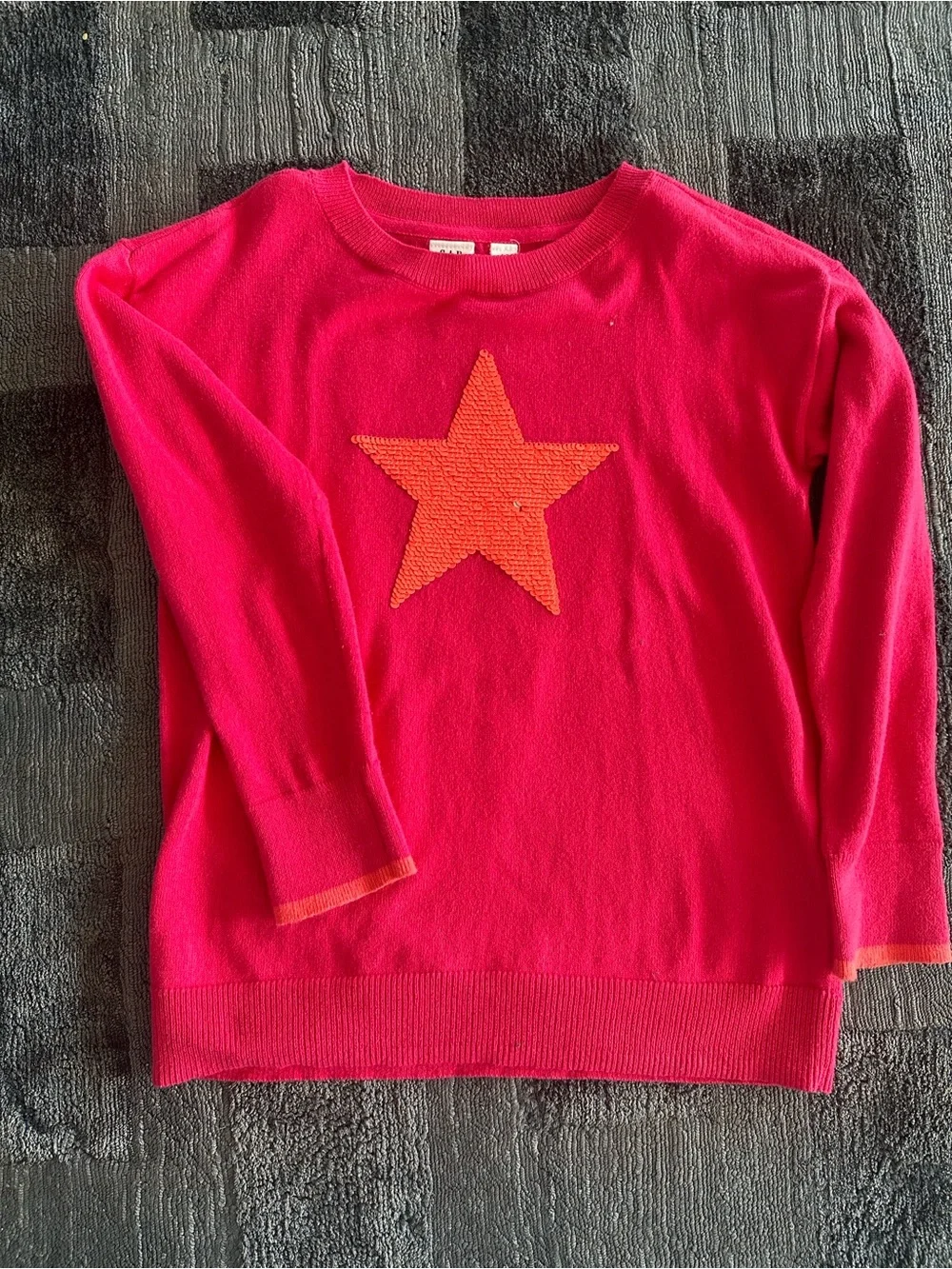 GAP Pink Sweater with Orange/Silver Sequin Star